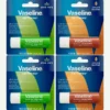 Vaseline's Lip Therapy Variety 4-Pack – Cocoa + Aloe Vera Moisturizing Lip Balm containing Vit E, 0.16 Oz Ea