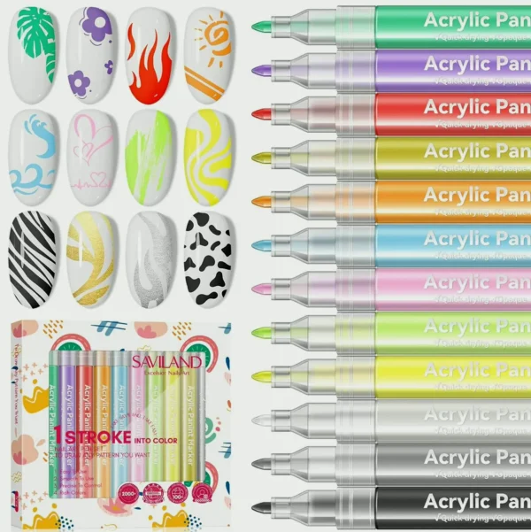 Saviland's 12 Colors Nail Art Pen Set