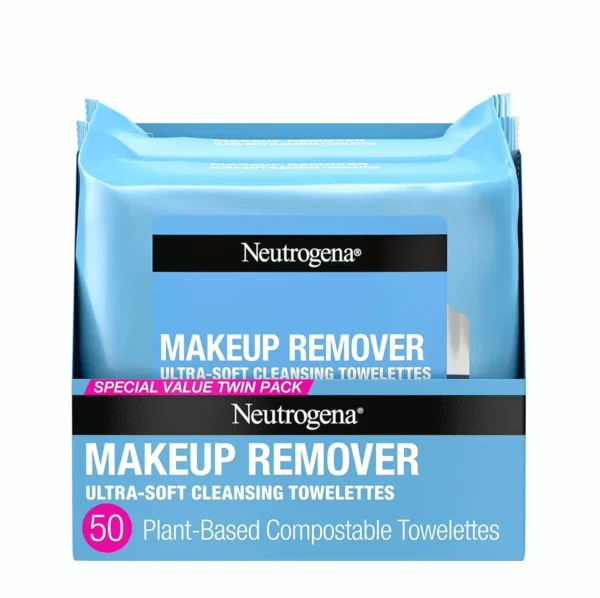Neutrogena Makeup Eraser Towelettes, Alcohol-Free, Eco-Friendly, Double Pack, Quarter-Century Pack (Set of Two)