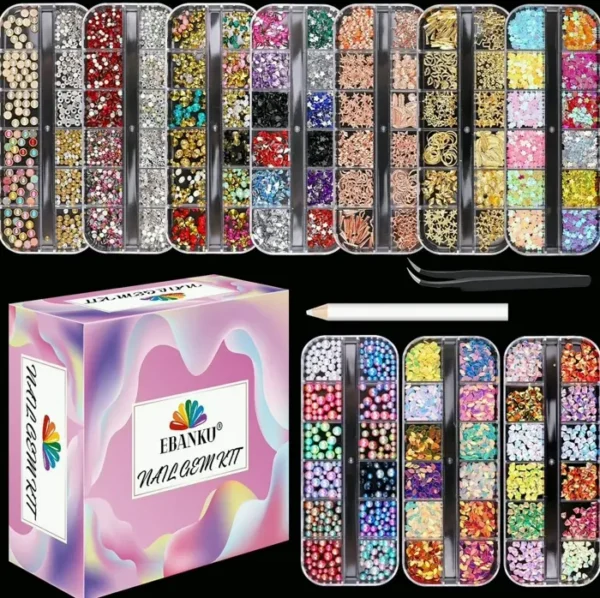 ECANKU 10 Sets Nail Design Gems