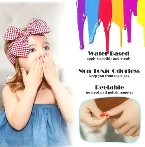 Kids Nail Polish - Non-Toxic Water-Based Peel Off Toddler Kit