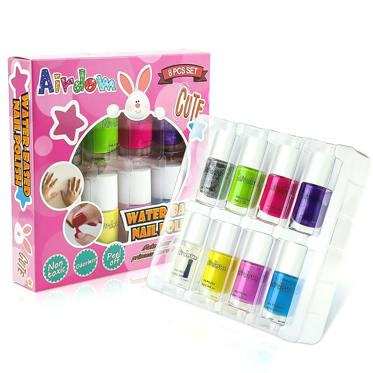 Kids Nail Polish - Non-Toxic Water-Based Peel Off Toddler Kit